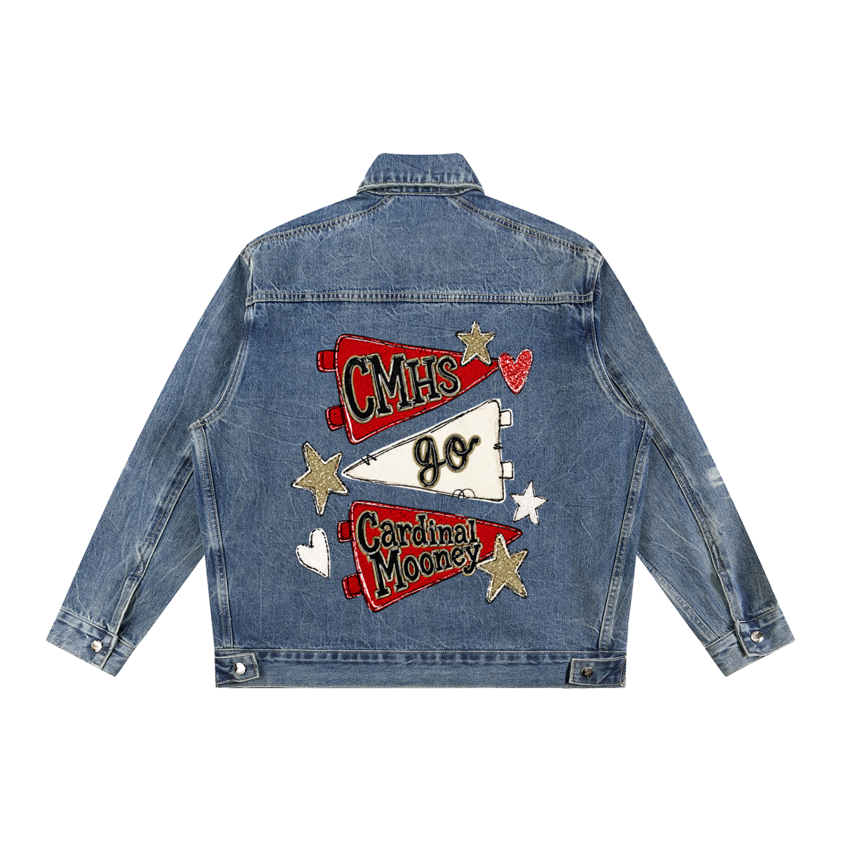 Lets Go Cardinal Mooney Vintage Wash Zip Up Denim Jacket