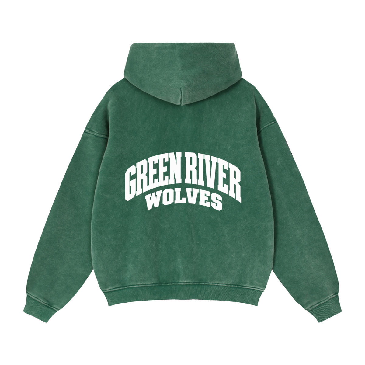 Basic 2 White Green River Zip-Through Boxy Fleece Hoodie