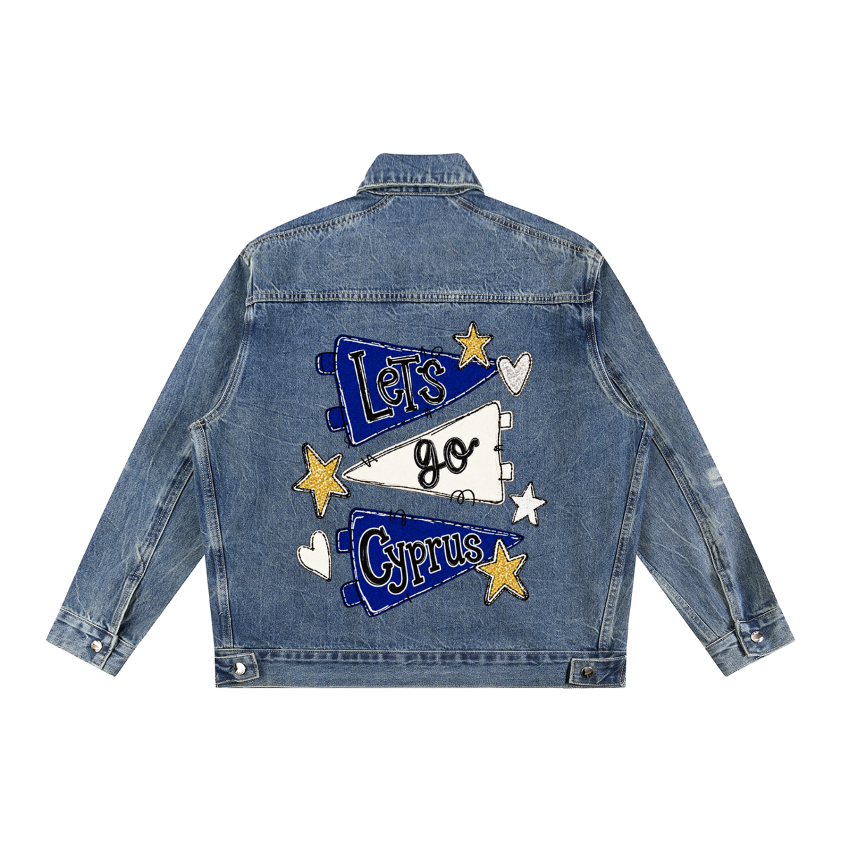 Lets Go Cyprus Vintage Wash Zip Up Denim Jacket