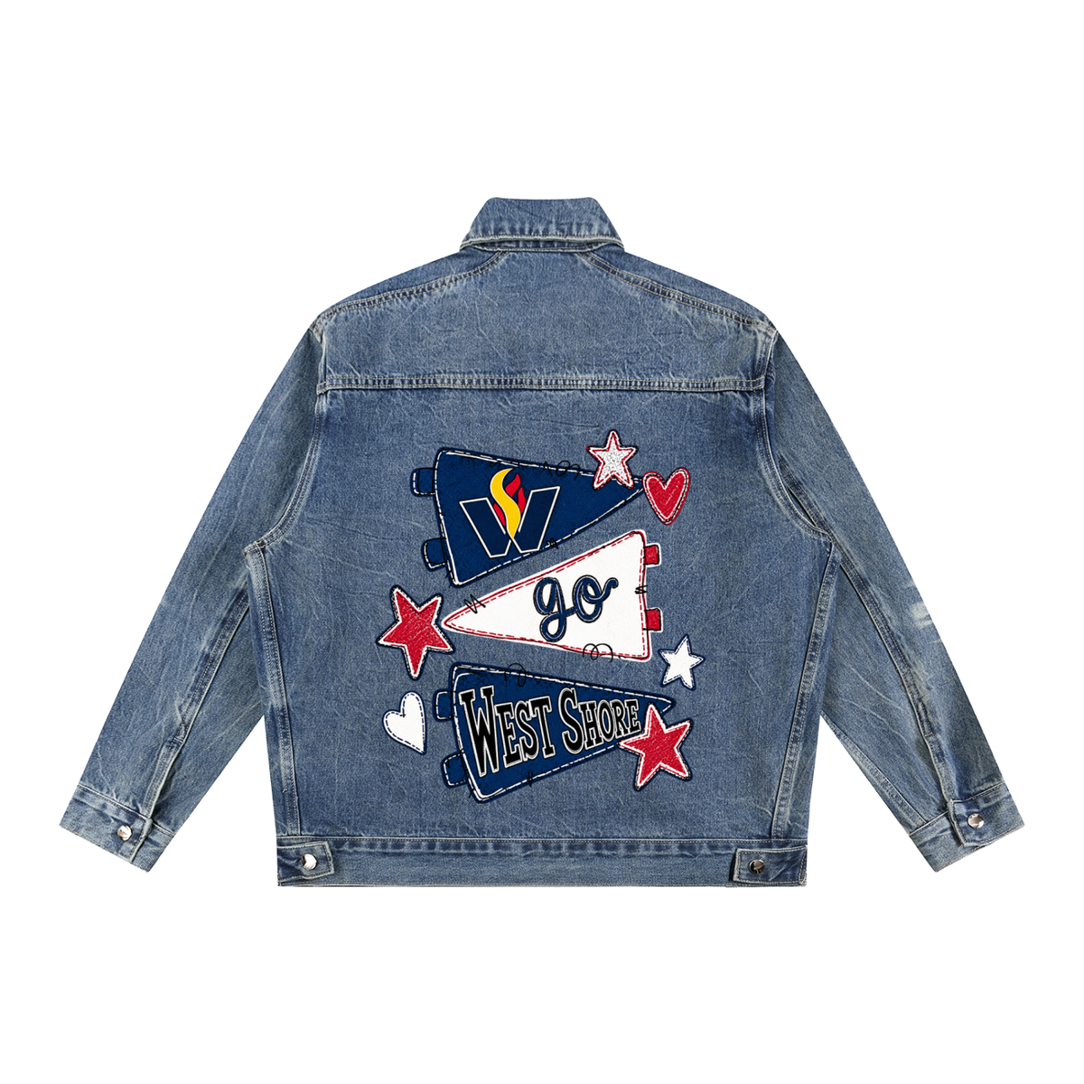 Lets Go West Shore Vintage Wash Zip Up Denim Jacket