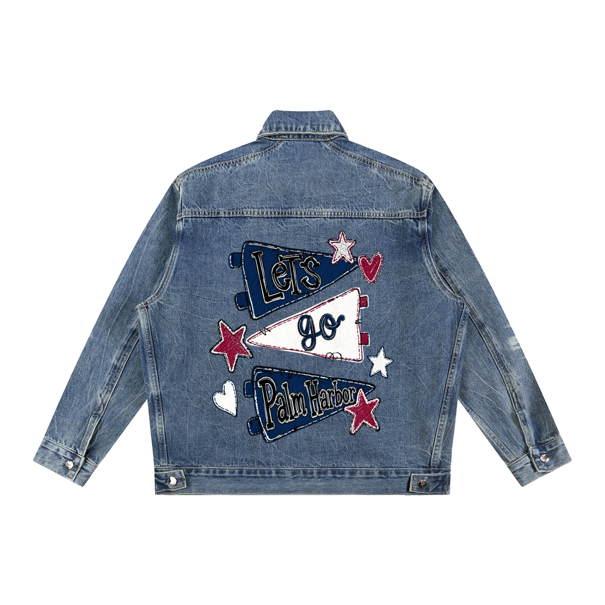 Lets Go Palm Harbor Vintage Wash Zip Up Denim Jacket