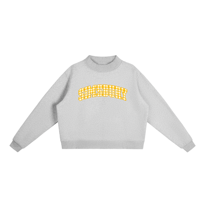 Gingham Simsbury Essential Fleece Mock-Neck Crew Sweatshirt (printed)