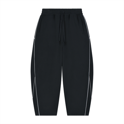 Unisex Piping Fleece Barrel Leg Sweatpants