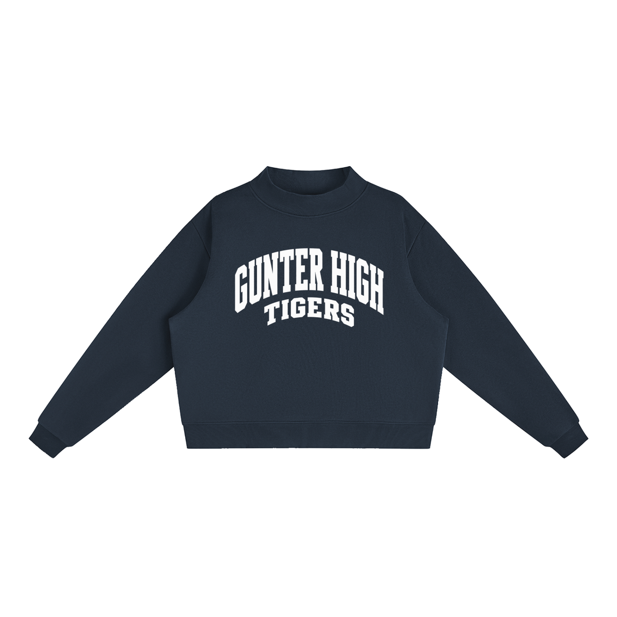 Basic 2 White Gunter Essential Fleece Mock-Neck Crew Sweatshirt
