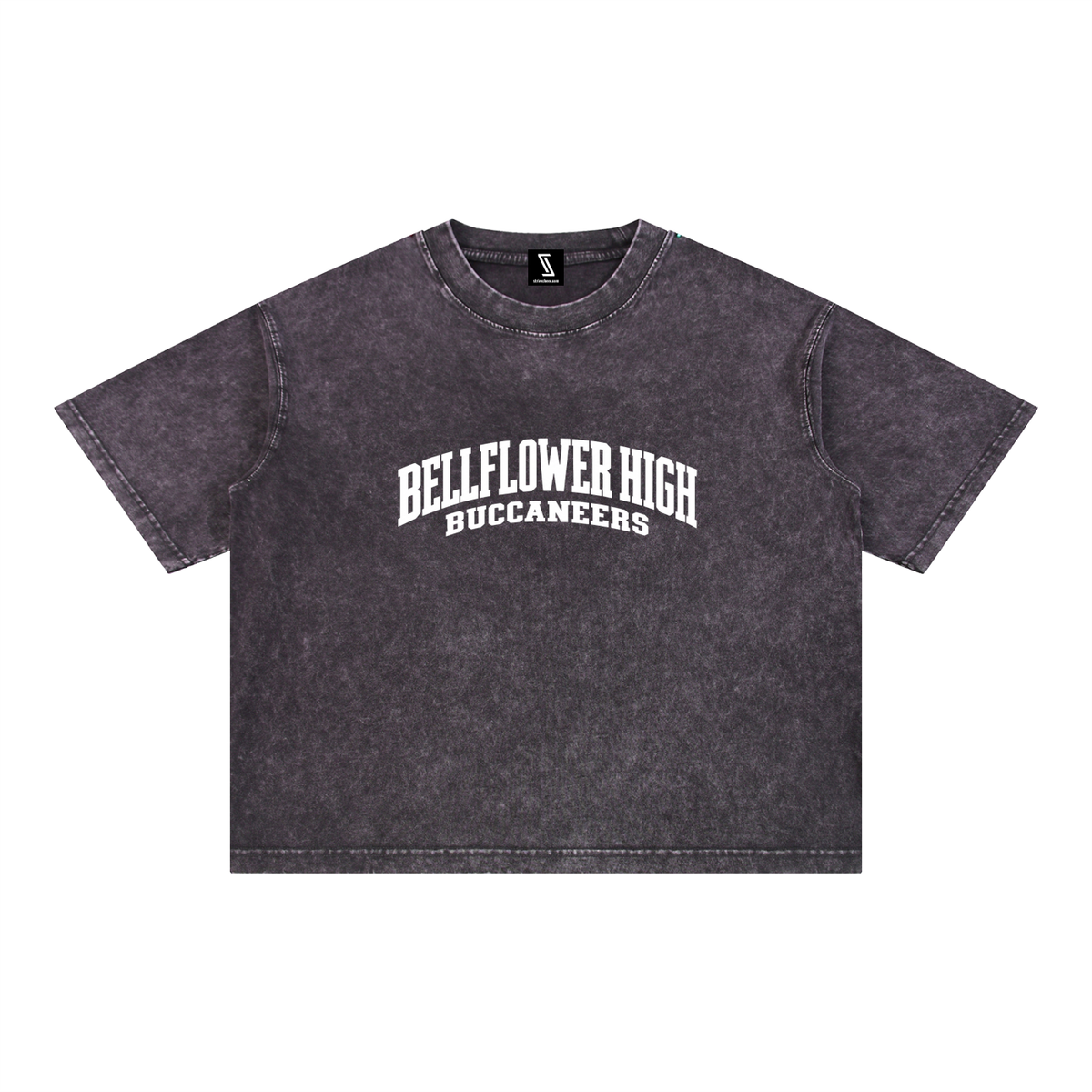 Basic 2 White Bellflower Mineral Wash Boxy Cotton T-Shirt