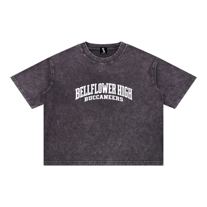 Basic 2 White Bellflower Mineral Wash Boxy Cotton T-Shirt