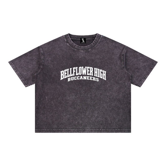 Basic 2 White Bellflower Mineral Wash Boxy Cotton T-Shirt