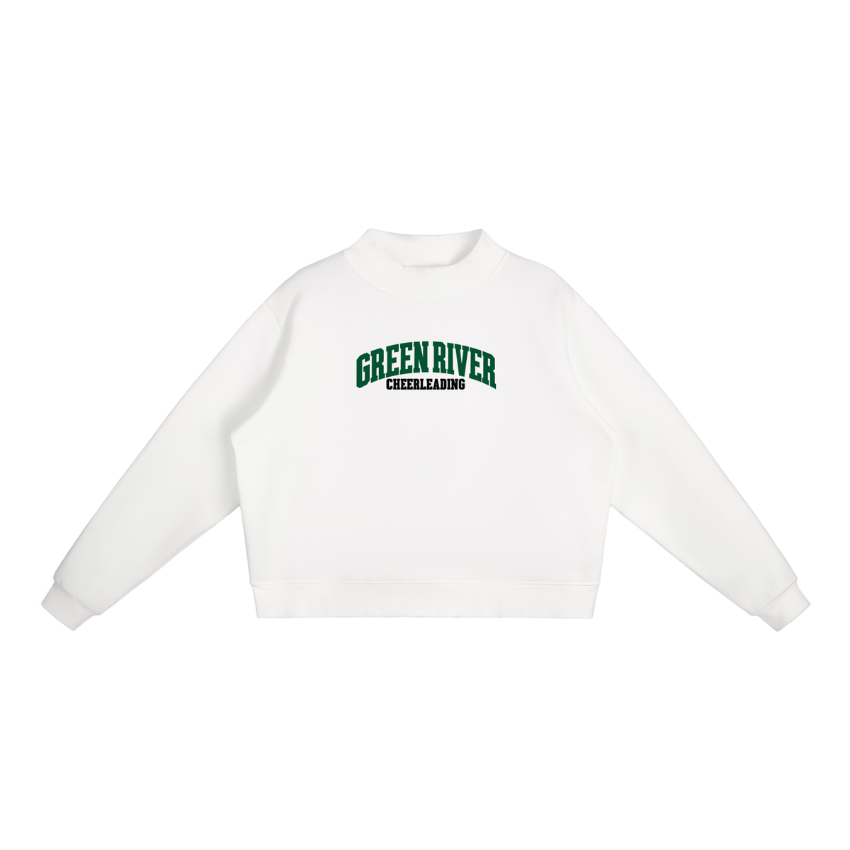Basic 1 Green River Essential Fleece Mock-Neck Crew Sweatshirt (printed)