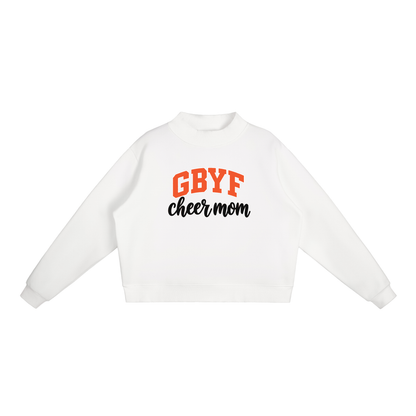 Cheer Mom Green Bulldogs Essential Fleece Mock-Neck Crew Sweatshirt