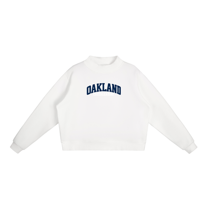 Basic 1 Oakland Middle Essential Fleece Mock-Neck Crew Sweatshirt (printed)