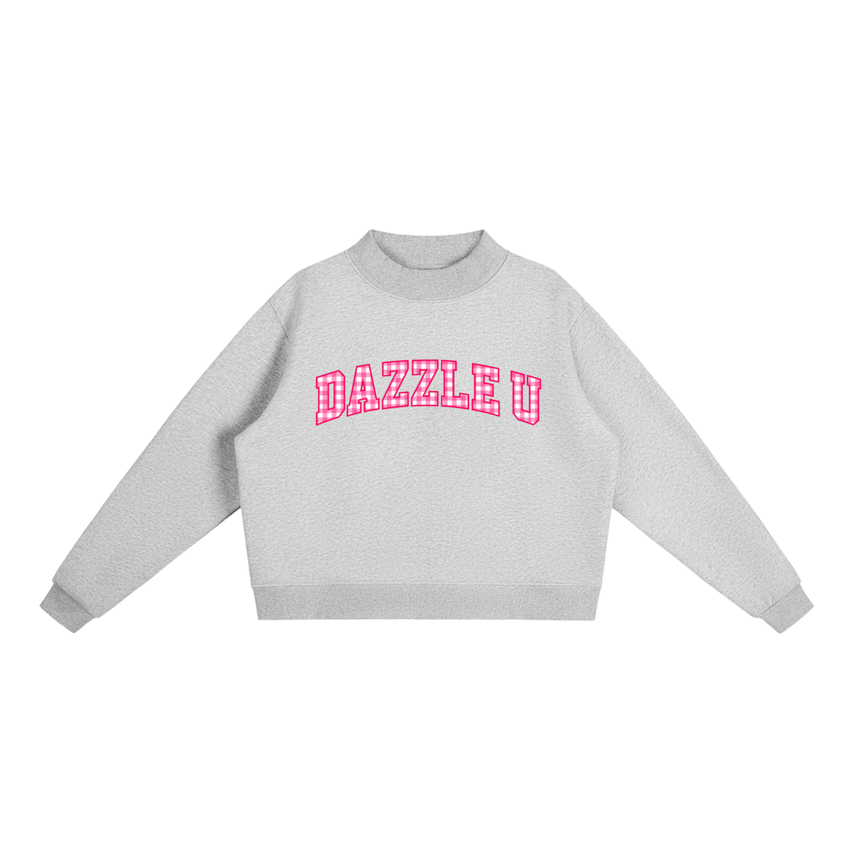 *NEW*  Gingham Essential Fleece Mock-Neck Crew Sweatshirt