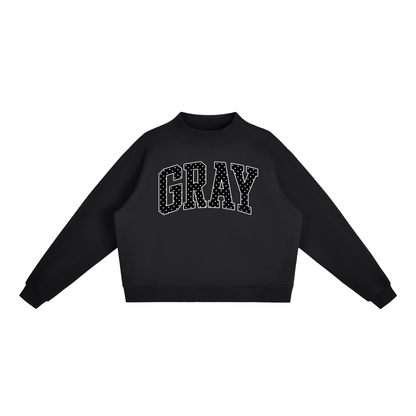 GRAY Black Essential Fleece Mock-Neck Crew Sweatshirt