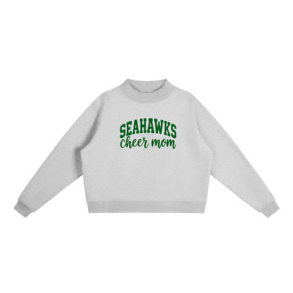 Cheer Mom Seahawks Essential Fleece Mock-Neck Crew Sweatshirt (printed)