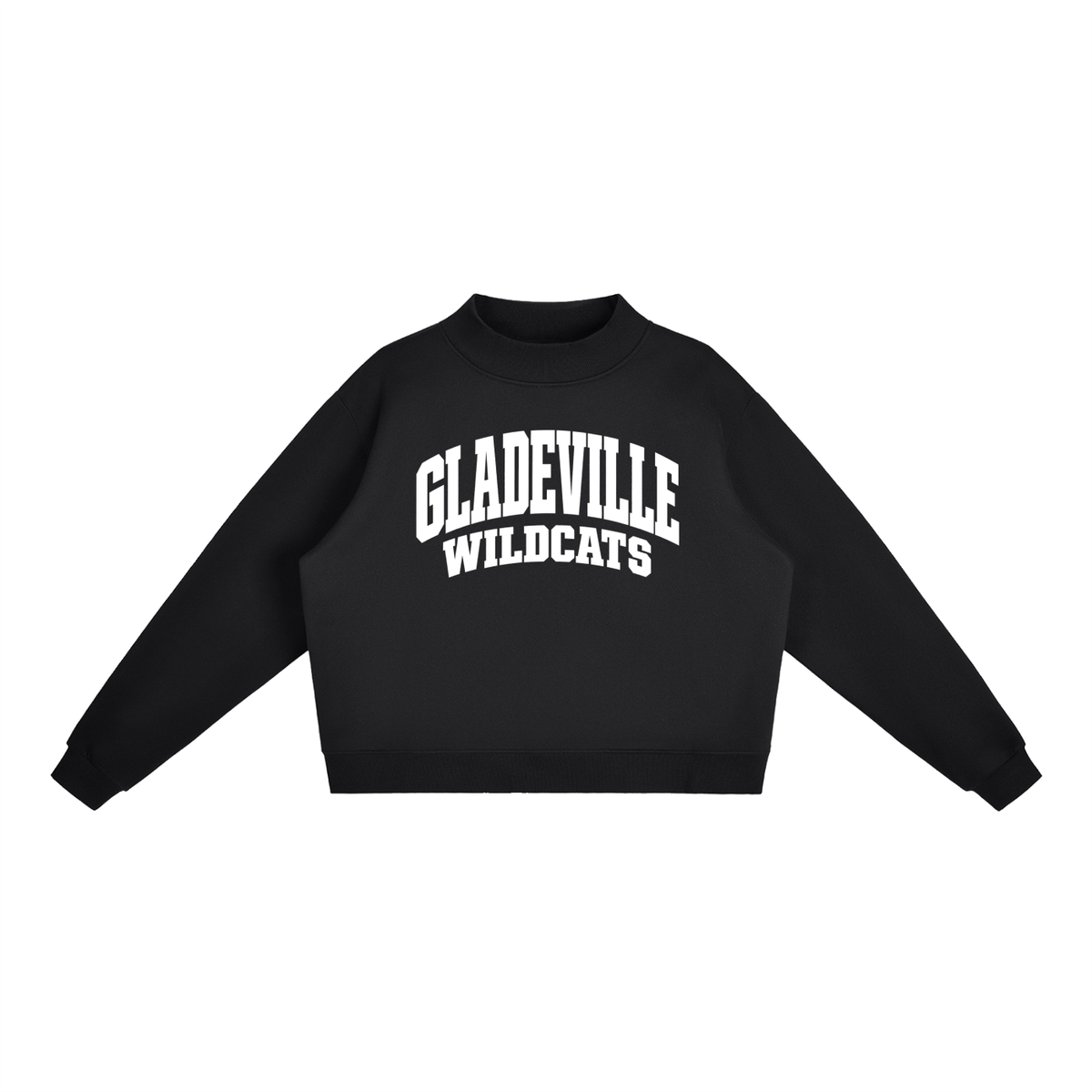 Basic 2 White Gladeville Essential Fleece Mock-Neck Crew Sweatshirt (printed)