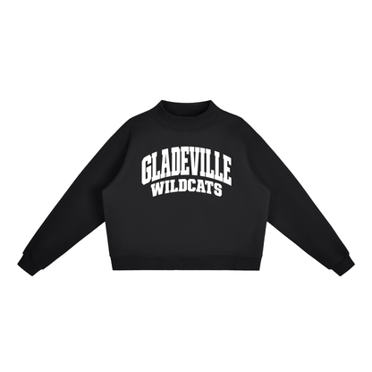 Basic 2 White Gladeville Essential Fleece Mock-Neck Crew Sweatshirt (printed)