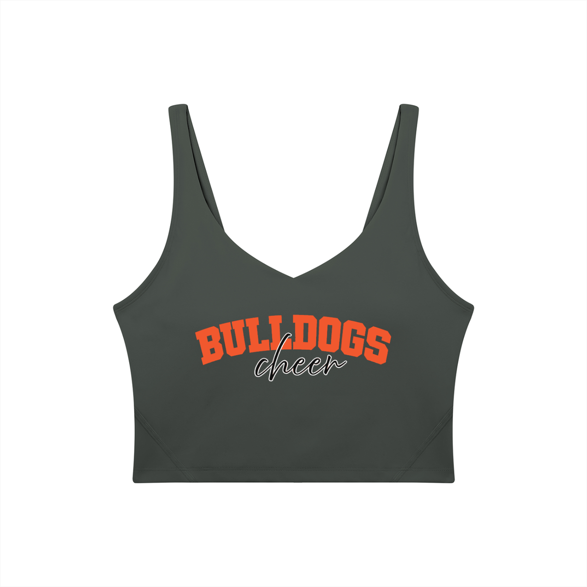 Cursive Green Bulldogs Women's V-Neck Yoga Sports Bra