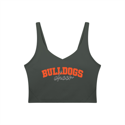 Cursive Green Bulldogs Women's V-Neck Yoga Sports Bra
