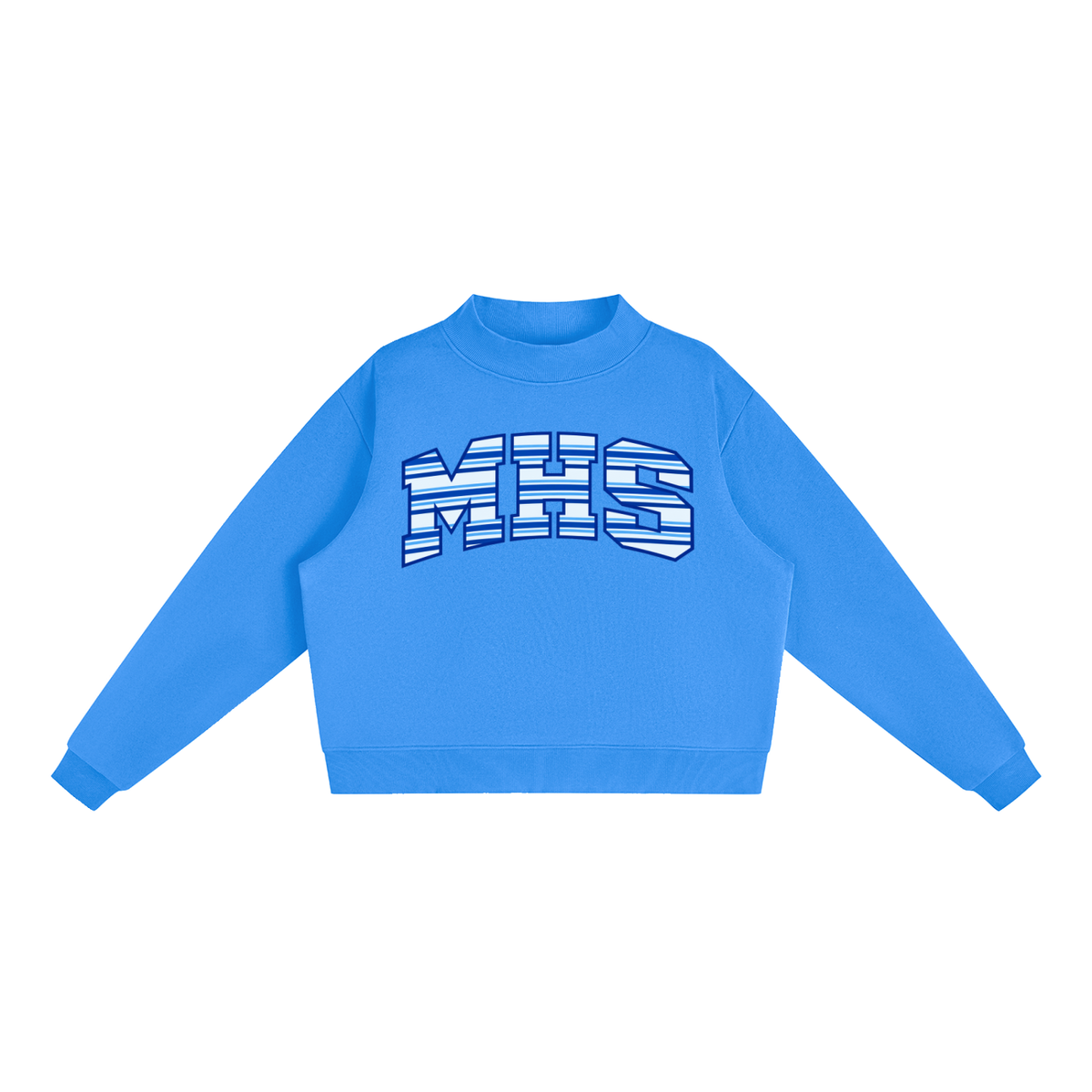 MHS Striped Essential Fleece Mock-Neck Crew Sweatshirt