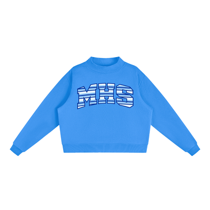 MHS Striped Essential Fleece Mock-Neck Crew Sweatshirt