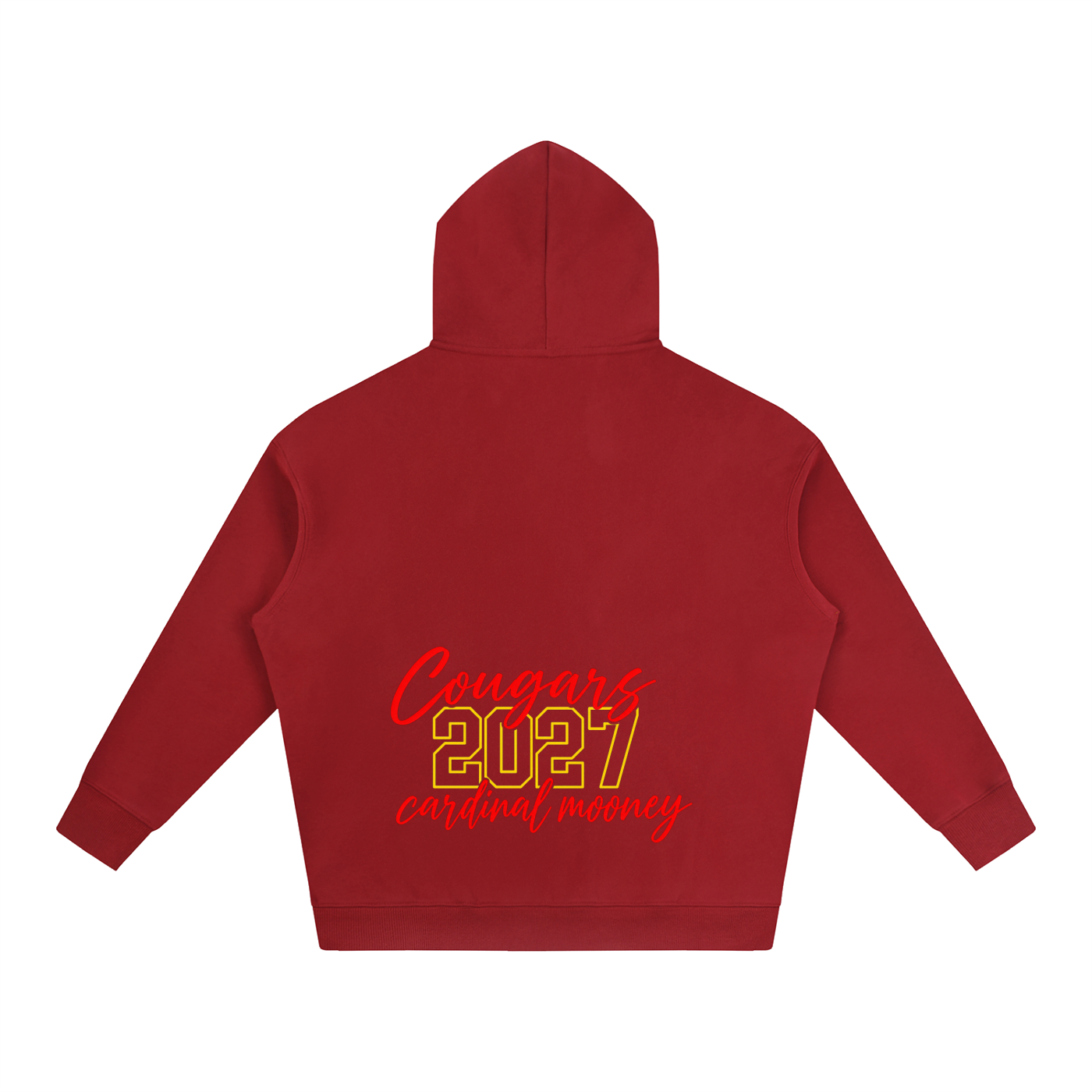 Cursive Front Cardinal Mooney Oversize Fleeced Hoodie