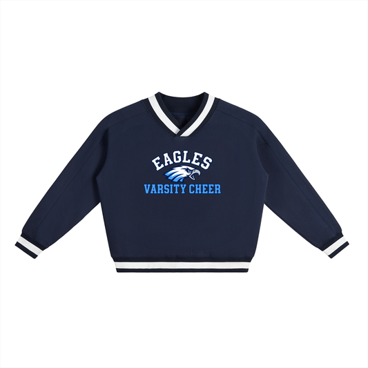 V-Neck Contrast Collar Boxy Sweatshirt