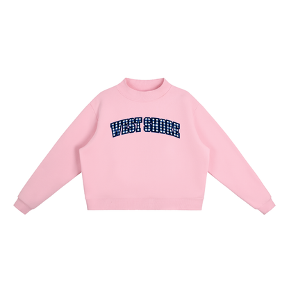 Gingham West Shore Essential Fleece Mock-Neck Crew Sweatshirt (printed)