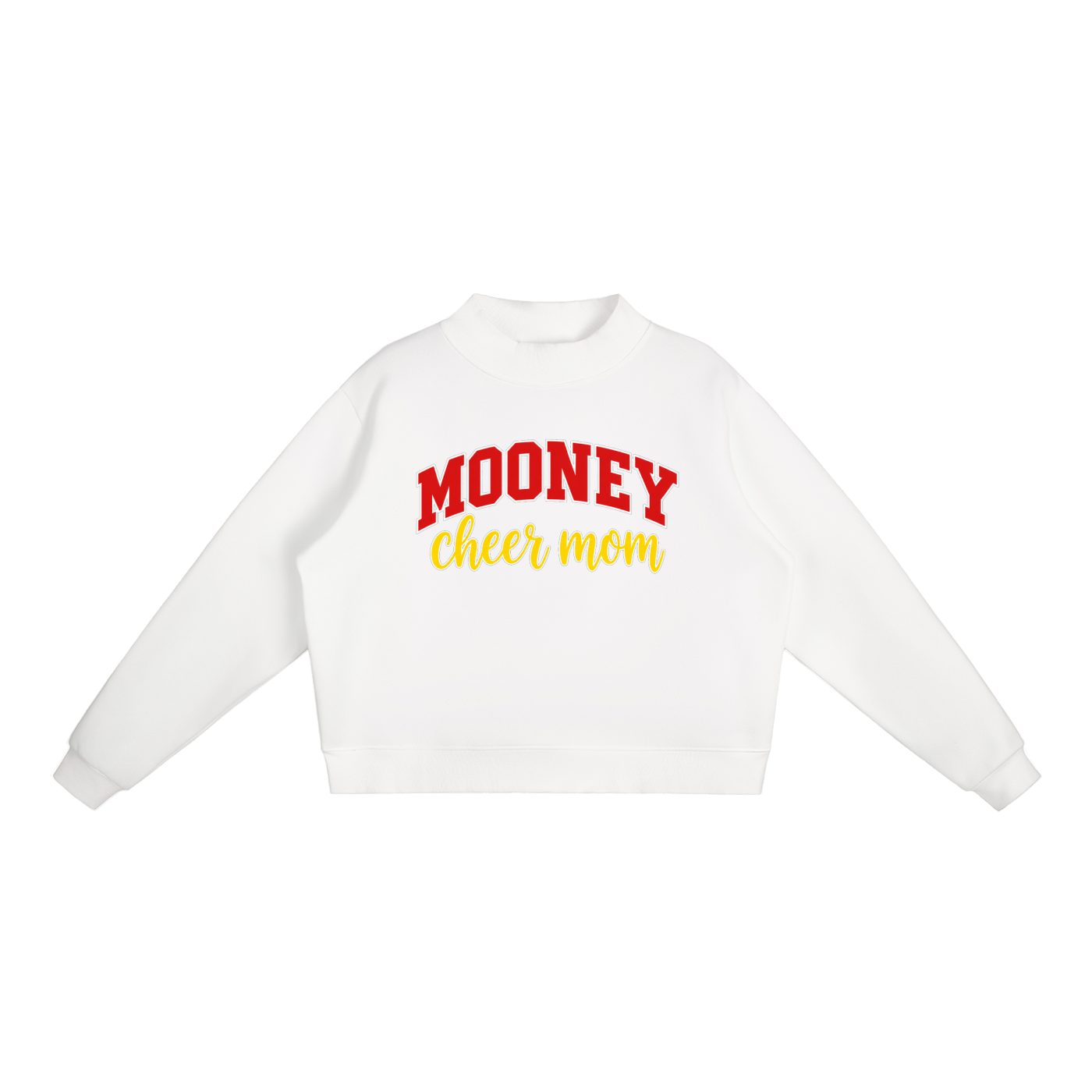Cheer Mom Cardinal Mooney Essential Fleece Mock-Neck Crew Sweatshirt