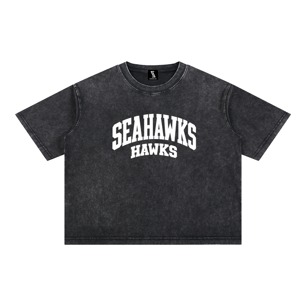 Basic 2 White Seahawks Mineral Wash Boxy Cotton T-Shirt