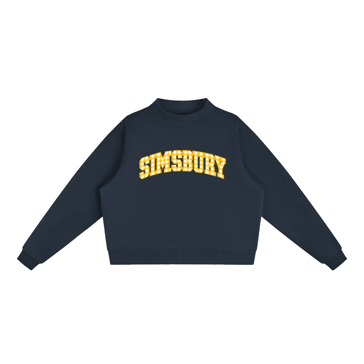 Gingham Simsbury Essential Fleece Mock-Neck Crew Sweatshirt (printed)