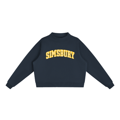 Gingham Simsbury Essential Fleece Mock-Neck Crew Sweatshirt (printed)