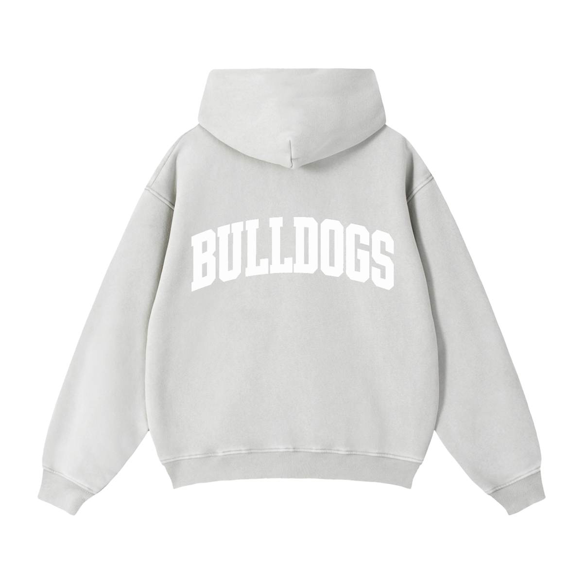 Basic 2 White Green Bulldogs Zip-Through Boxy Fleece Hoodie