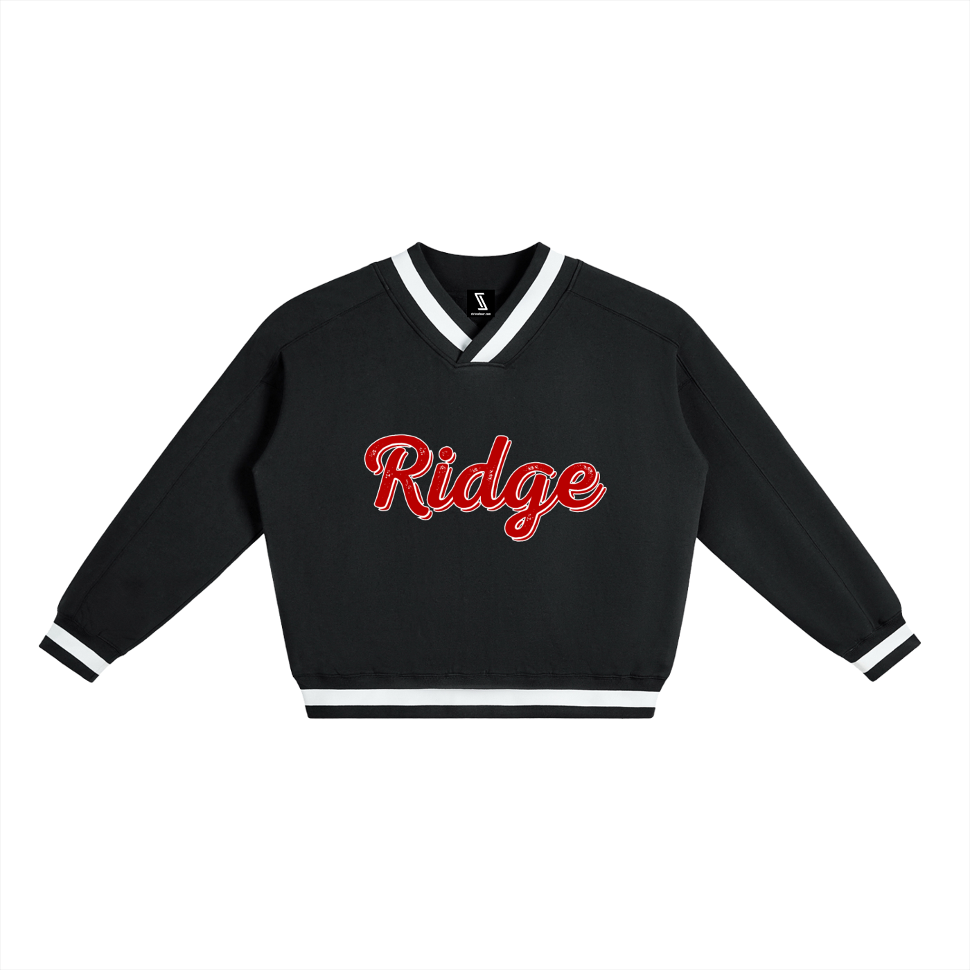 V-Neck Contrast Collar Boxy Sweatshirt