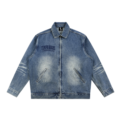 Vintage Wash Zip Up Denim Jacket