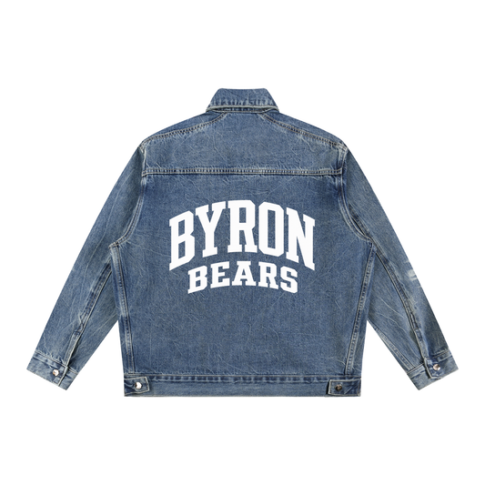 Basic 2 White Byron Vintage Wash Zip Up Denim Jacket