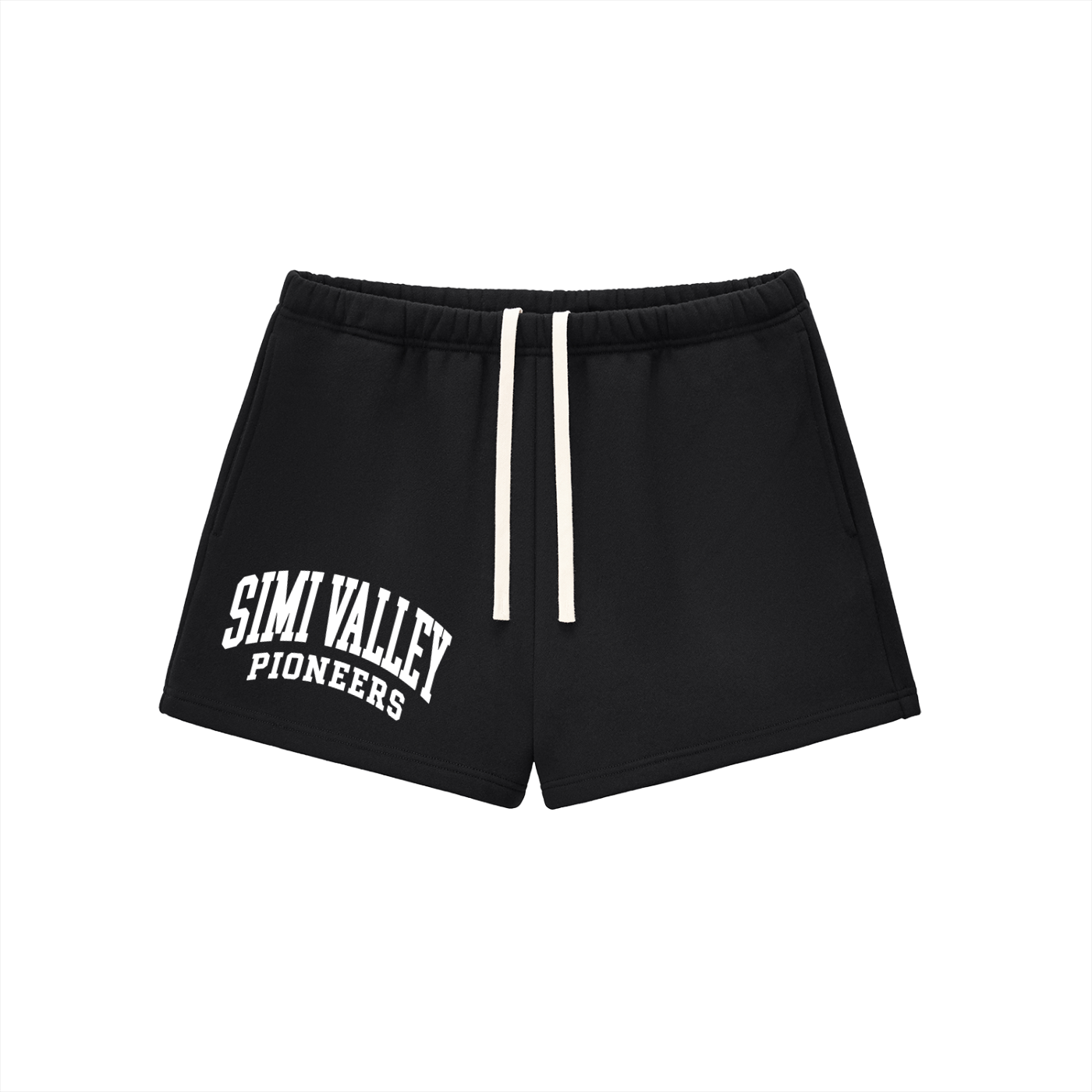 Basic 2 White Simi Valley Essential Fleece Drawstring Sweatshorts