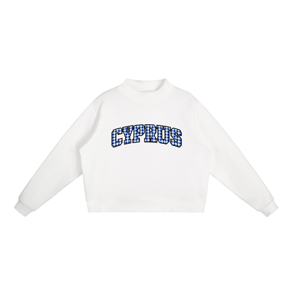 Gingham Cyprus Essential Fleece Mock-Neck Crew Sweatshirt