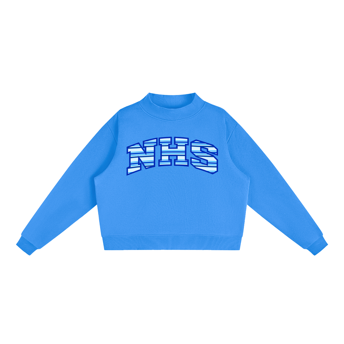 Striped NHS Essential Fleece Mock-Neck Crew Sweatshirt