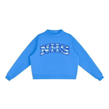 Striped NHS Essential Fleece Mock-Neck Crew Sweatshirt