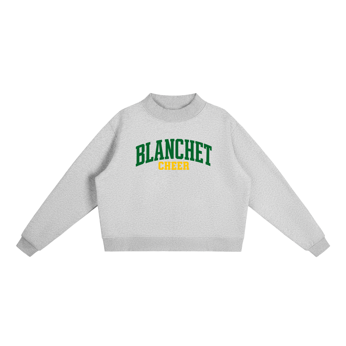 Basic 1 Blanchet Essential Fleece Mock-Neck Crew Sweatshirt (printed)