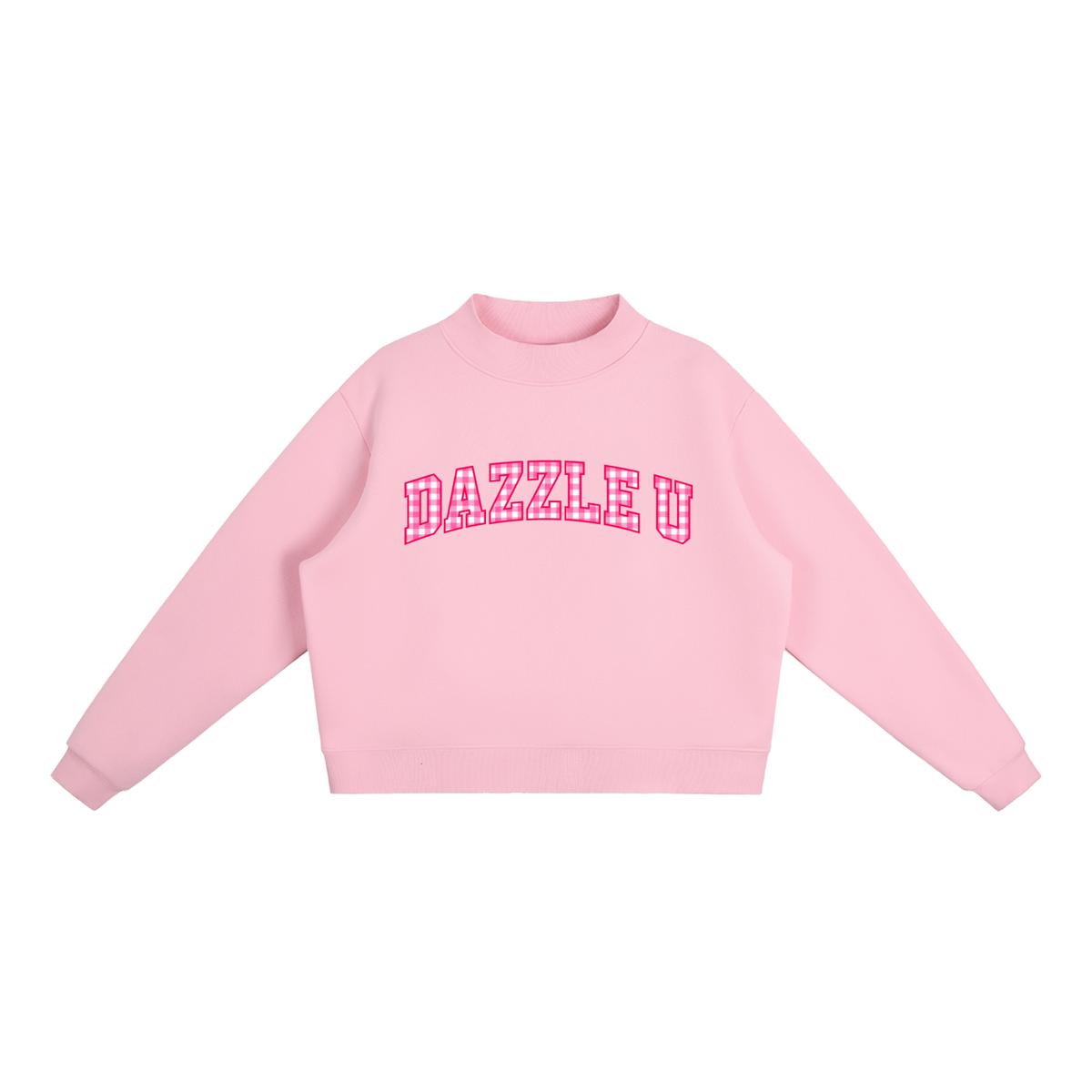 *NEW*  Gingham Essential Fleece Mock-Neck Crew Sweatshirt