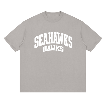 Basic 2 White Seahawks Oversized Drop Shoulder T-Shirt
