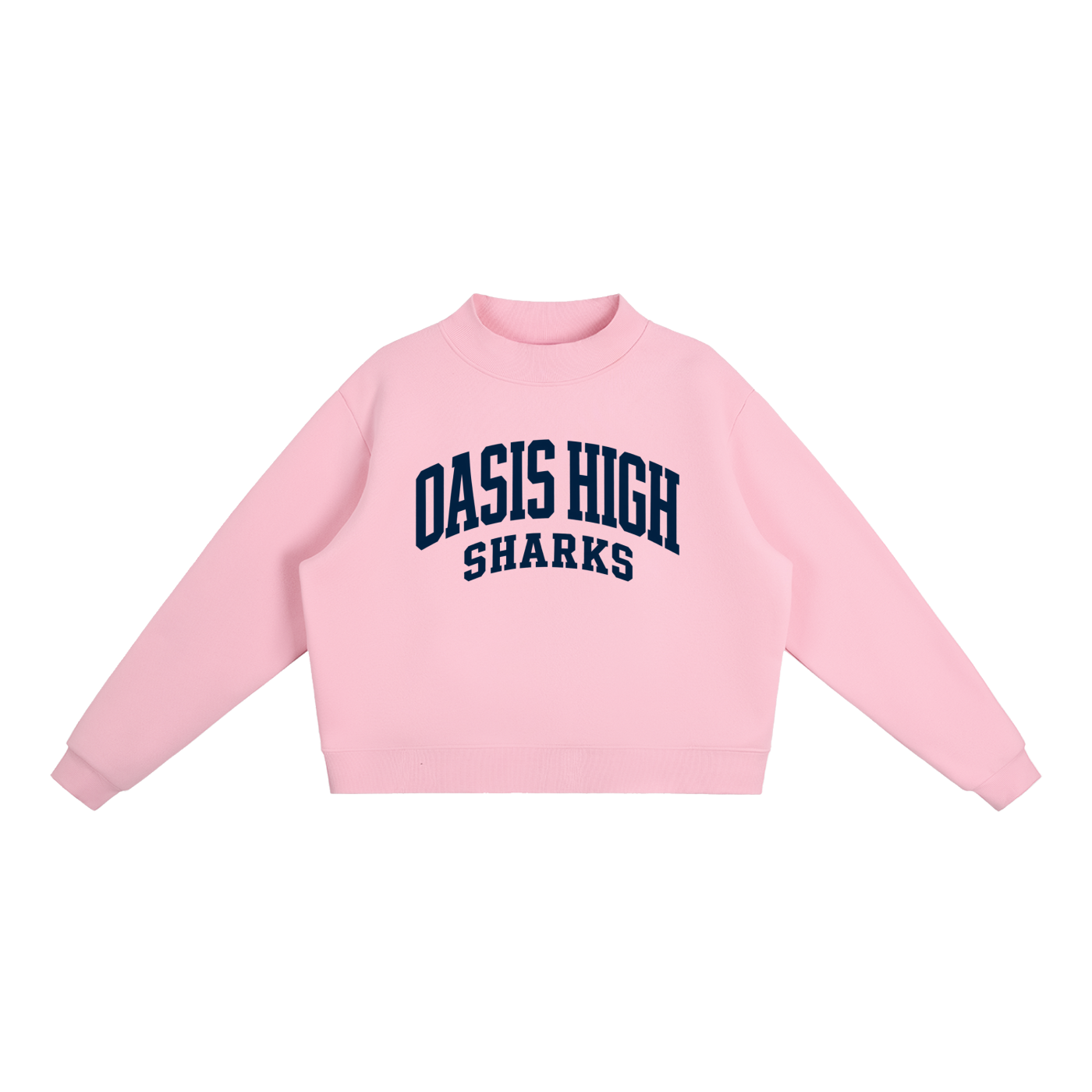 Basic 2 Oasis Essential Fleece Mock-Neck Crew Sweatshirt