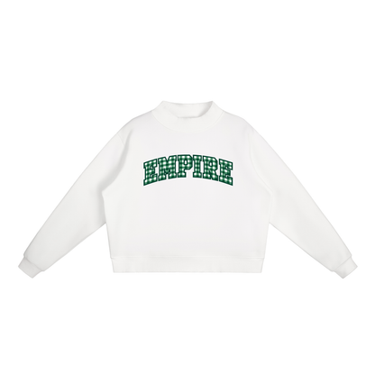 Gingham Empire Essential Fleece Mock-Neck Crew Sweatshirt (printed)