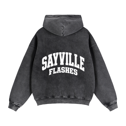 Basic 2 White Sayville Zip-Through Boxy Fleece Hoodie