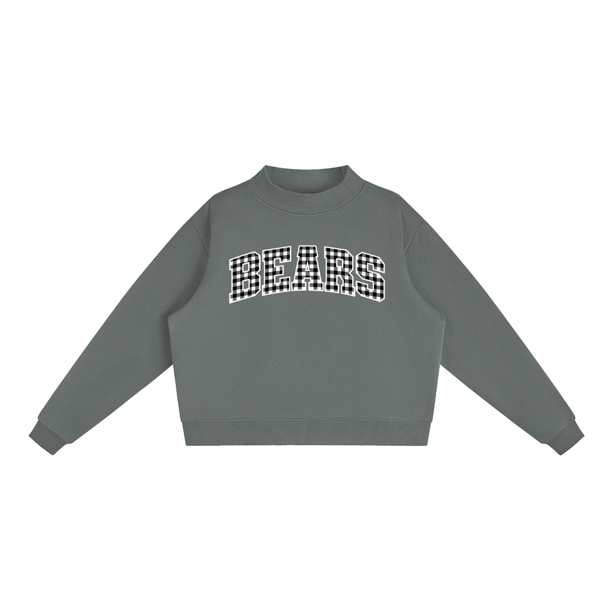 Gingham Mock Essential Fleece Mock-Neck Crew Sweatshirt (Printed)