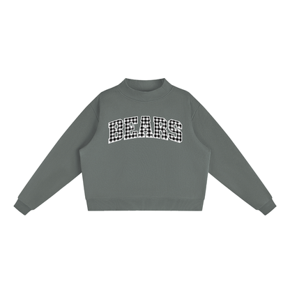 Gingham Mock Essential Fleece Mock-Neck Crew Sweatshirt (Printed)