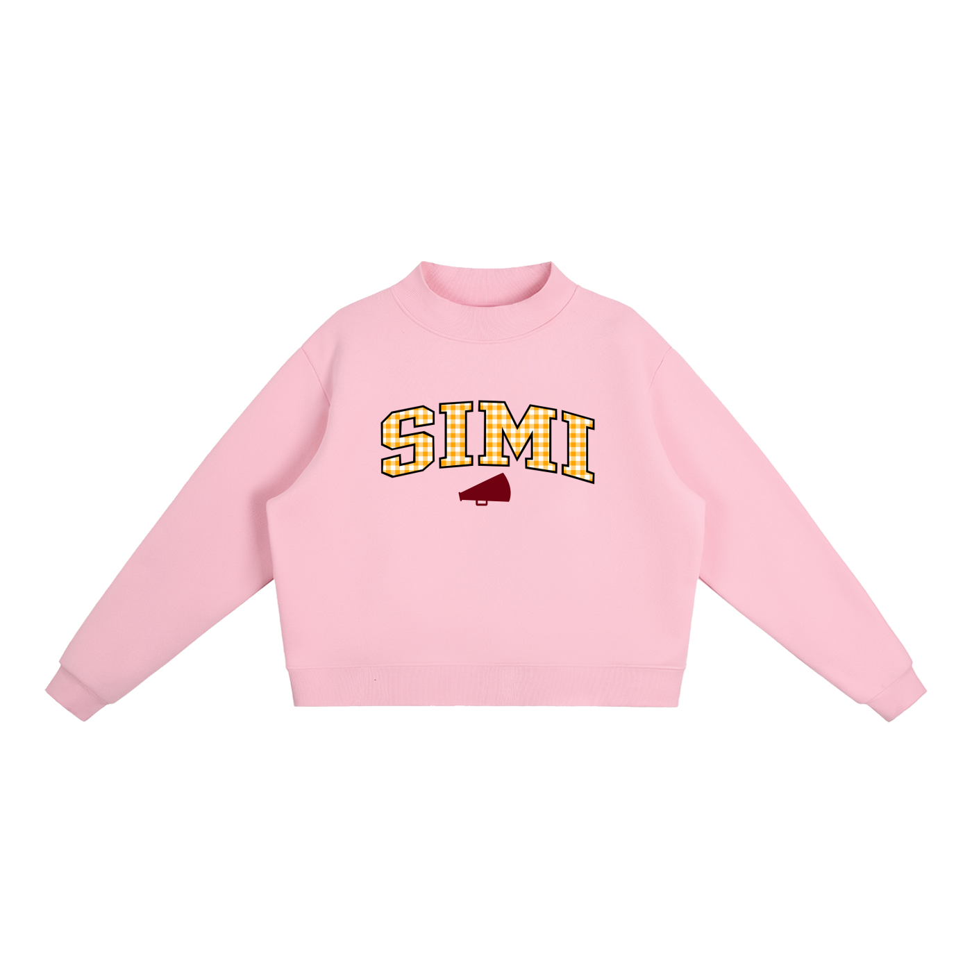 Gingham Simi Valley Essential Fleece Mock-Neck Crew Sweatshirt