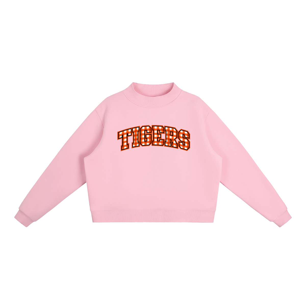 Gingham Meigs County Essential Fleece Mock-Neck Crew Sweatshirt (printed)