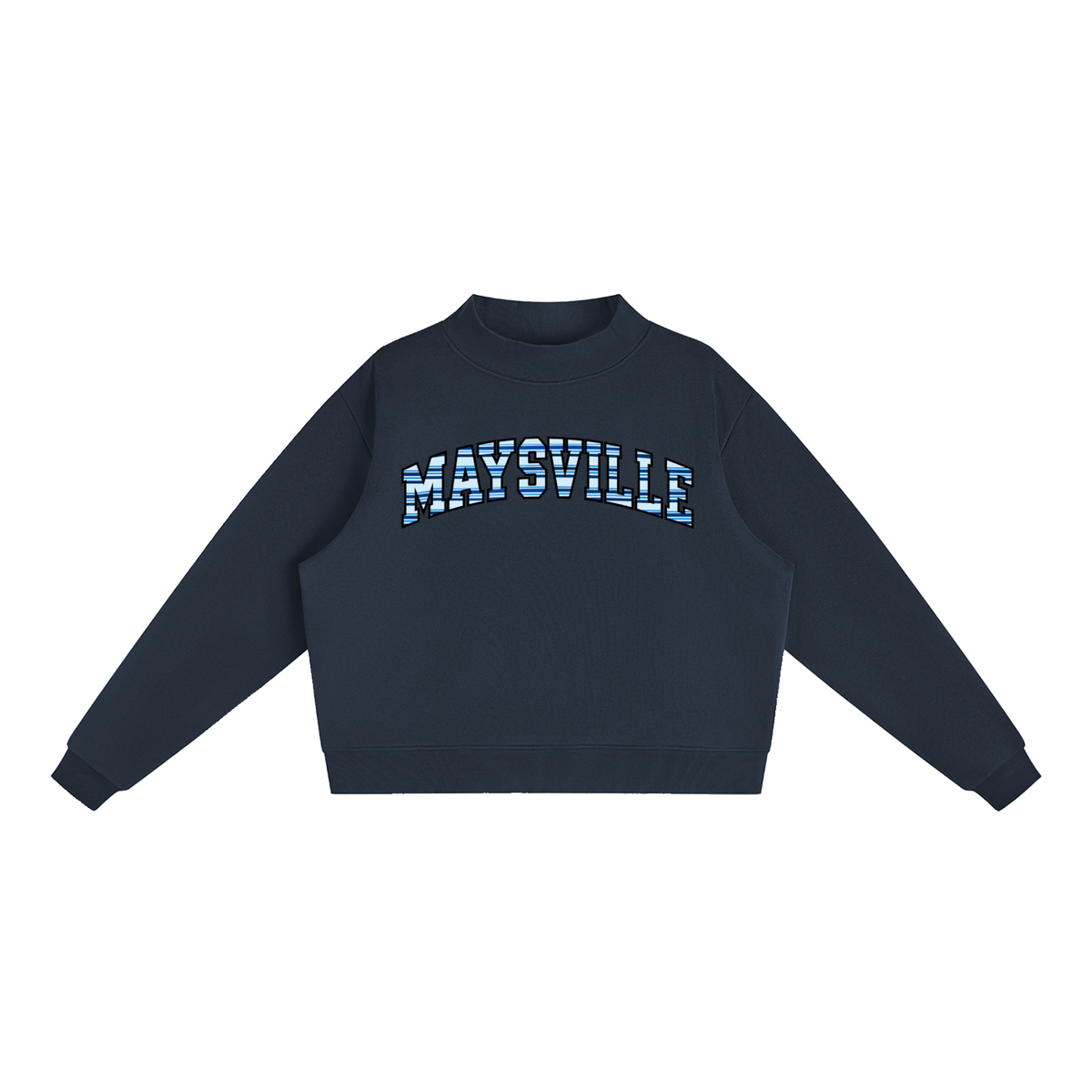 Striped Maysville Essential Fleece Mock-Neck Crew Sweatshirt
