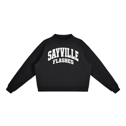 Basic 2 White Sayville Essential Fleece Mock-Neck Crew Sweatshirt (printed)